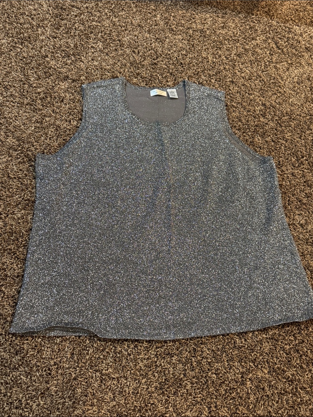 Laura Ashley Sleeveless Metallic Silver Tank Top